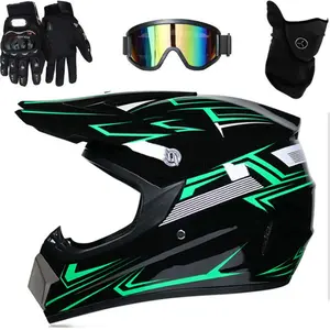 Professional Motocross Helmet Motocross Dirt Bike Off Road Motorbike Helmet Set Full Face MTB Helmet with Goggles Gloves Face