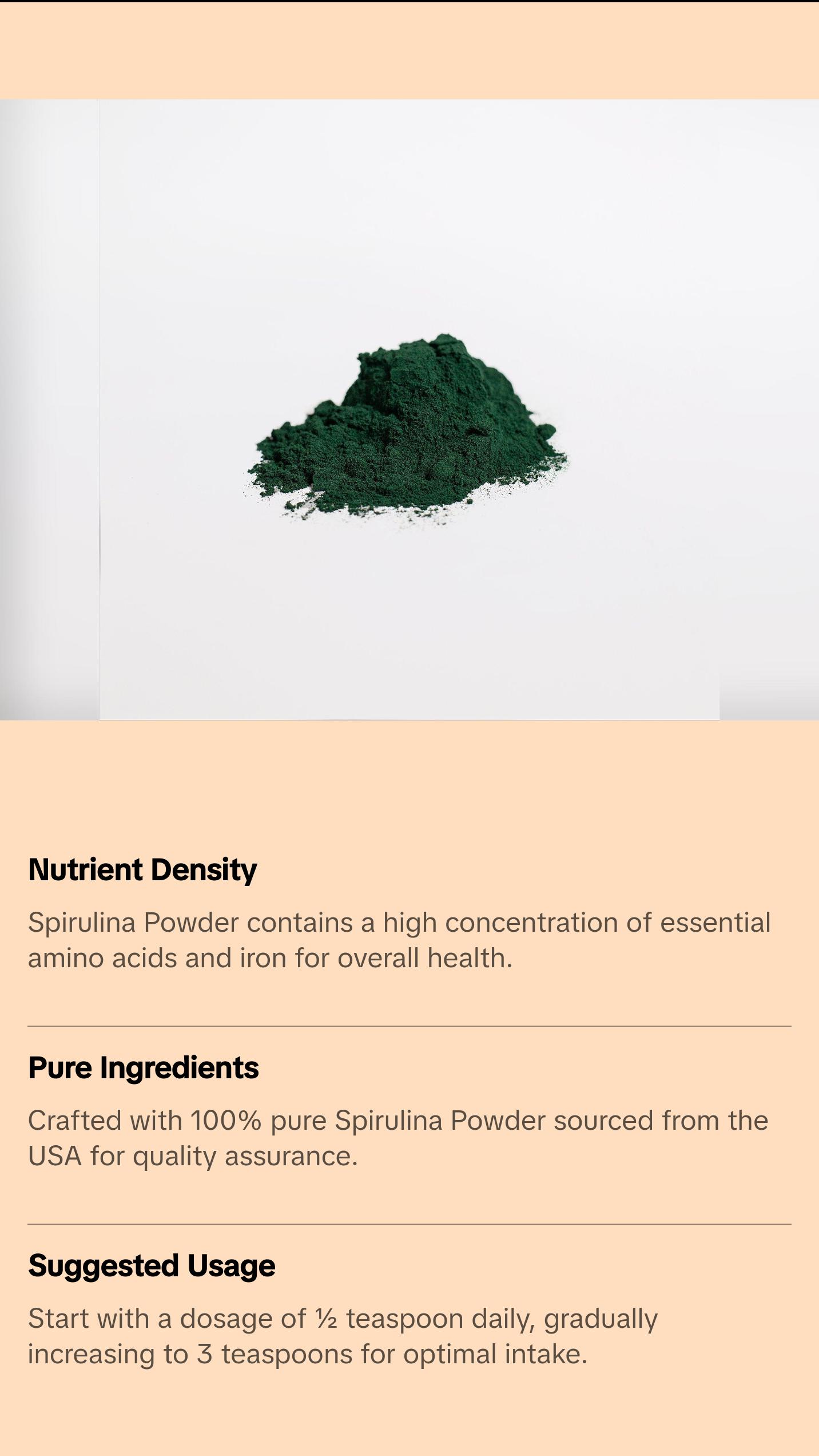 Spirulina Powder - Rich in Essential Amino Acids and Iron for Healthier Lifestyle - Fitness, Healthcare