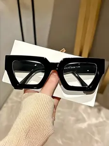 Men's PC Heavy-Duty Square Wide-Border Full Frame Casual Fashion Glasses, High-End Simple Style, Versatile Decoration, Perfect Gift, Stylish Square Frames, Stylish Trendy Eyewear, Fashionable Frames Glasses