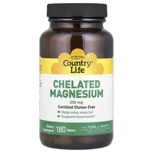 Country Life Chelated Magnesium, 250 mg, 180 Tablets