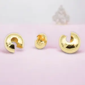 Gold Filled Look, 14k crimp cover- jewelry findings- EP Durable Finish