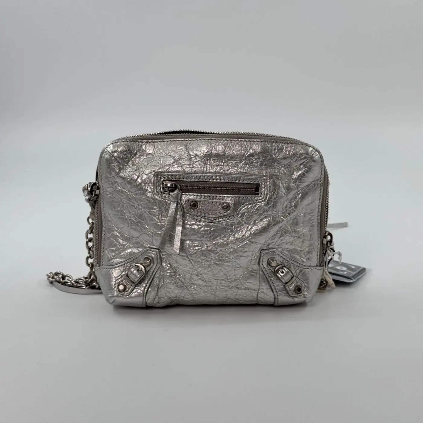 Pre-owned Balenciaga canvas Crossbody bags Pre‑owned Le City Moto Mini Metallic Lambskin Crossbody Bag #2284023105998482