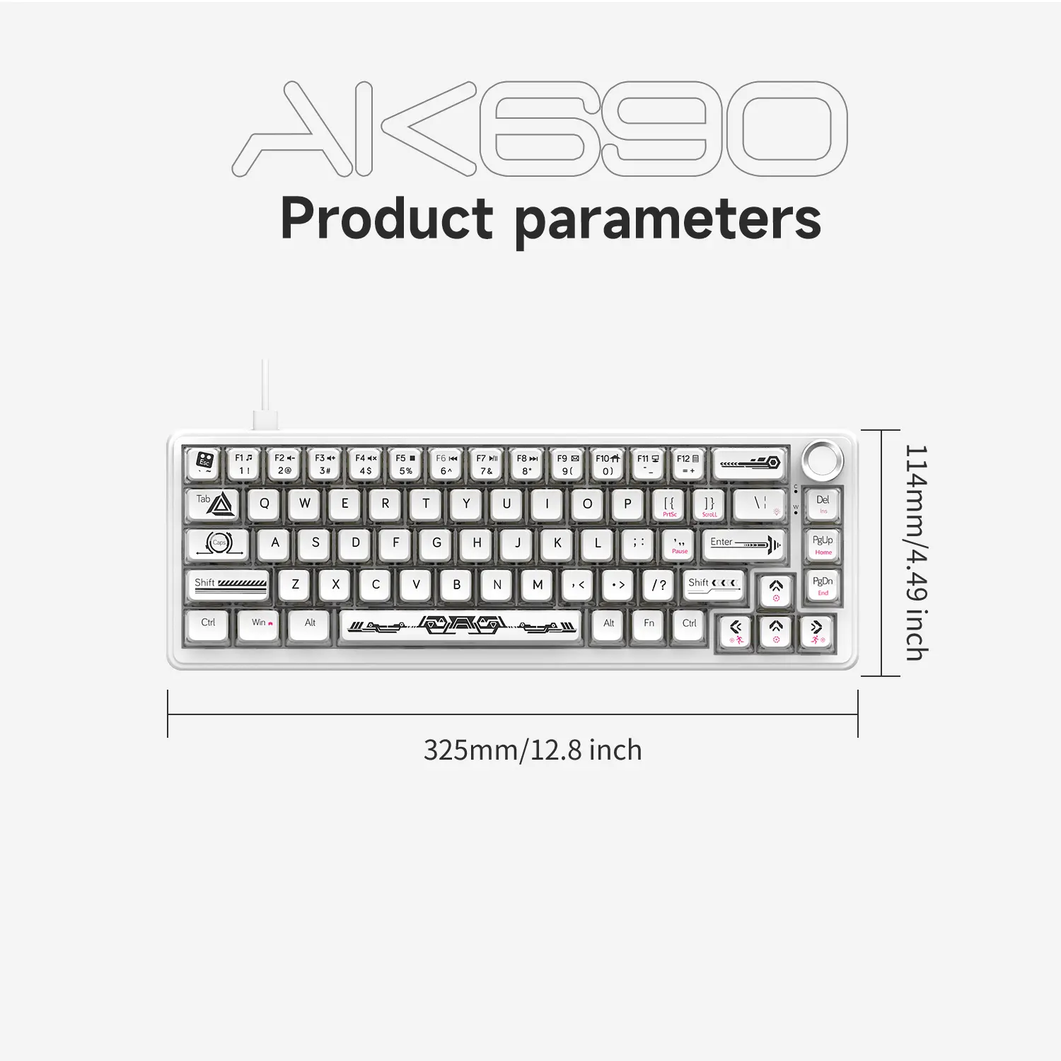 AJAZZ AK690 wired gaming mechanical keyboard 65% layout