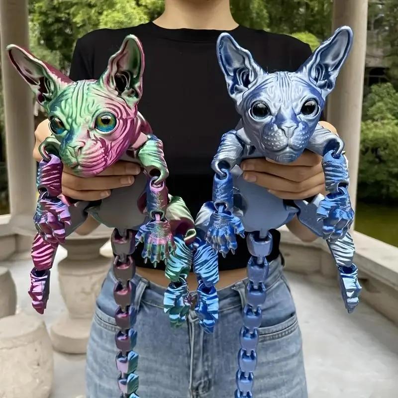 Large 3D Printed Cat, 19.96 Inches and 9.06 Inches ,ADHD, Sphynx Cats, Stress Relief Toys For Adults, 3D Printed Animals,party decoration gifts,3d fidget toys,Home Goods - Festive & Party Supplies - Party Gifts - Party Concessions