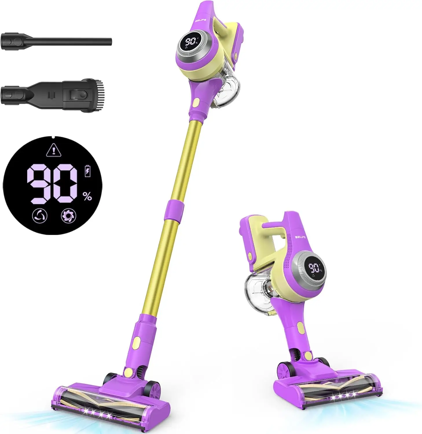 BELIFE BVC8 Cordless Vacuum Cleaner, Lightweight Stick Vacuum, Self Standing, 28 KPaPowerful Vacuum with LED Display, for Carpet, Hard Floor, Pet Hair