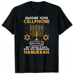 Hanukkah Imagine Your Cellphone Chanukah Jew Men Women Kids  Tshirt Round Neck