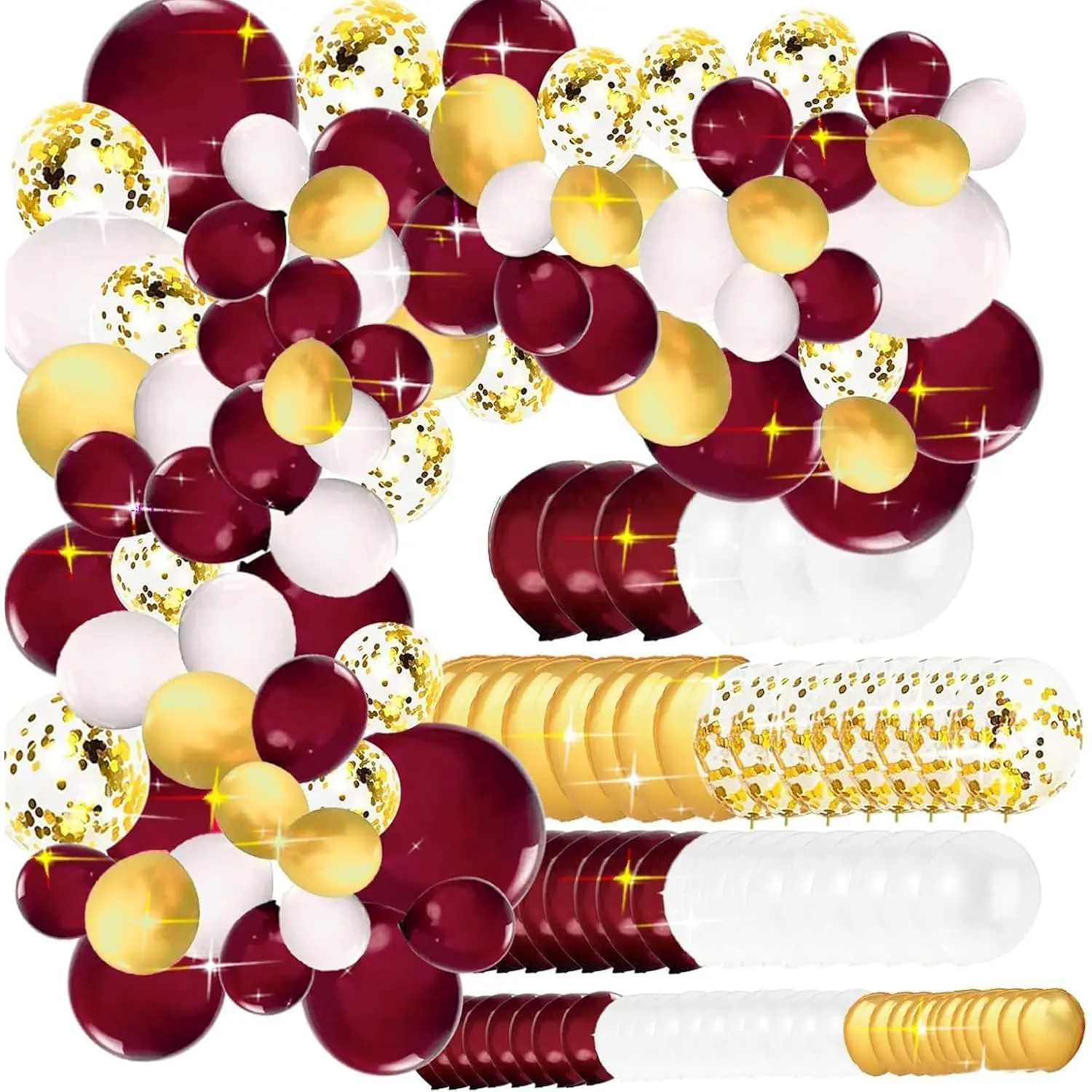 Graduation Party Decorations Maroon Gold 2025/Burgundy Graduation Decorations/Maroon Gold Balloons/131Pcs Maroon Birthday Party Decorations Women Fall Bridal Shower Decorations