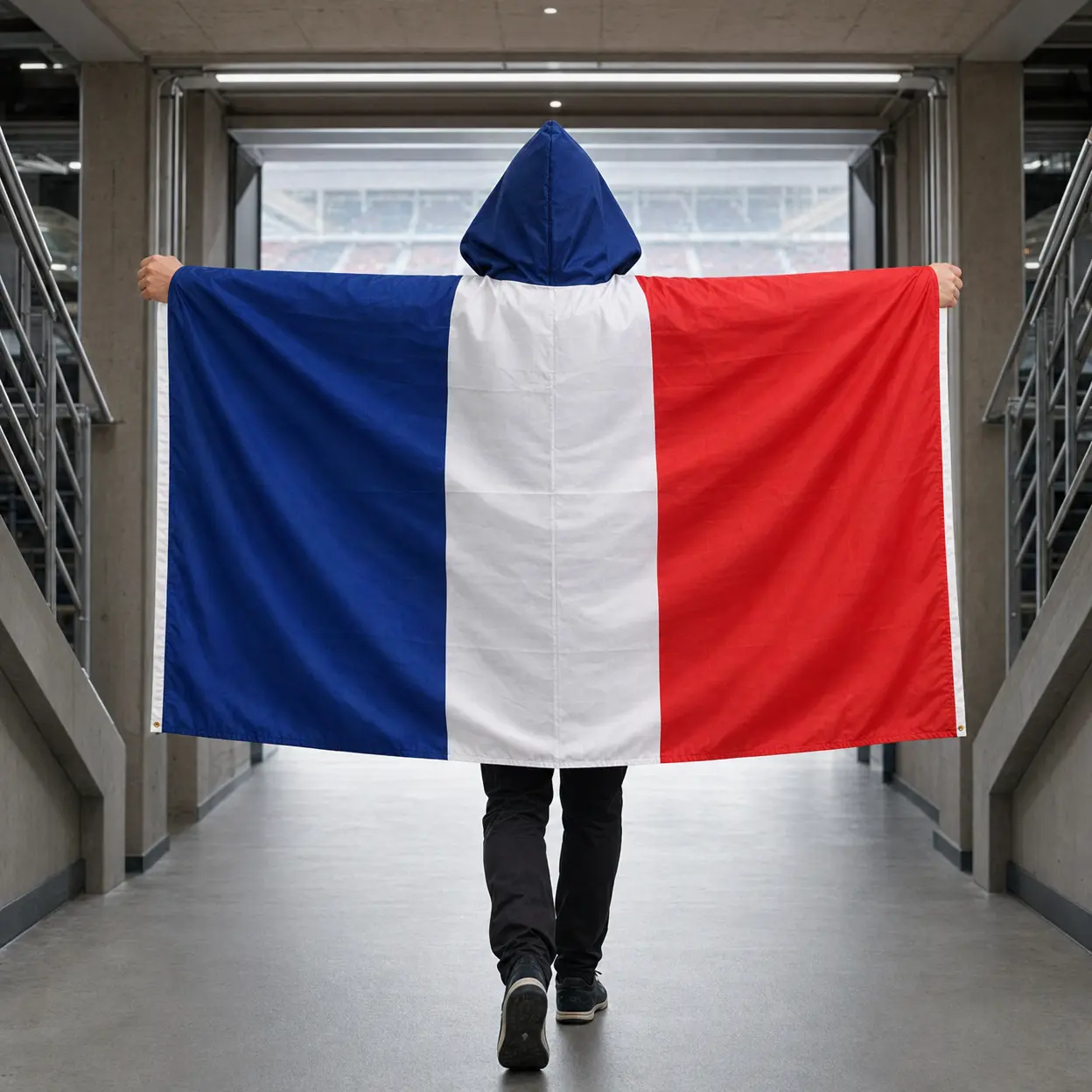 France Soccer Fan Flag Cape With Hood | Stadium Wearable Flag | One Size
