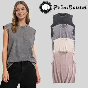 1/3-piece acid-washed vest, loose fit, pure cotton, sleeveless, suitable for fitness and everyday casual wear, soft, breathable, street style.