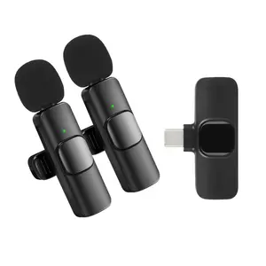 Wireless Microphone, USB Rechargeable Wireless Lavalier Microphone with Noise Cancellation, Microphone for Video Recording, Podcasting, Vlog, Live Streaming, Audio