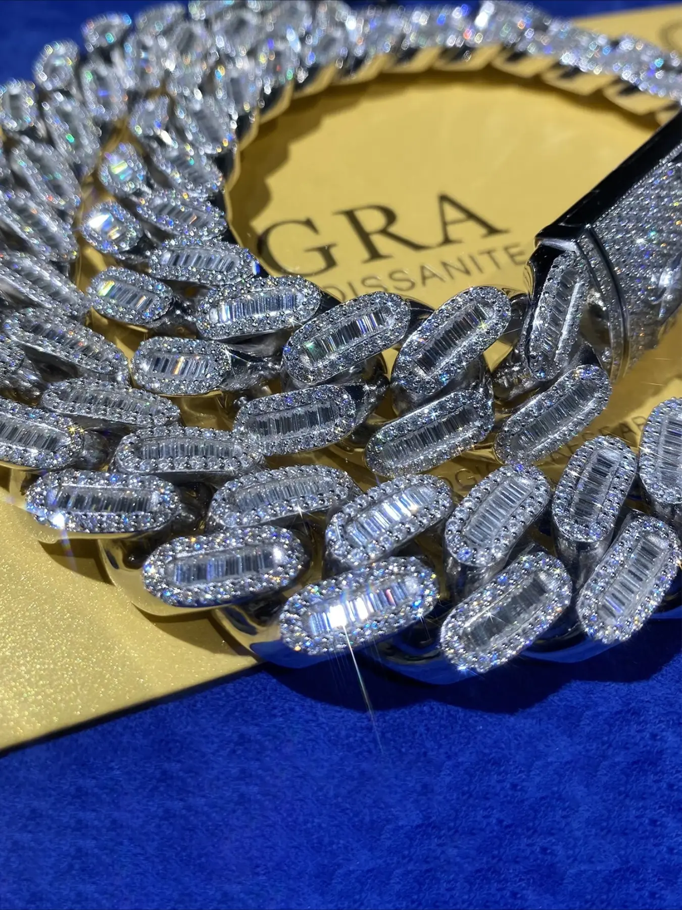 15mm French Baguette Cuban Link Custom Necklace VVS Cubic Zirconia Jewelry Unisex Cuban Link Necklace, Valentine's Day Gift, Classic Statement Necklace, Hip-Hop Style Cuban Link, Wear for Dates and Parties, Cuban Link Chain