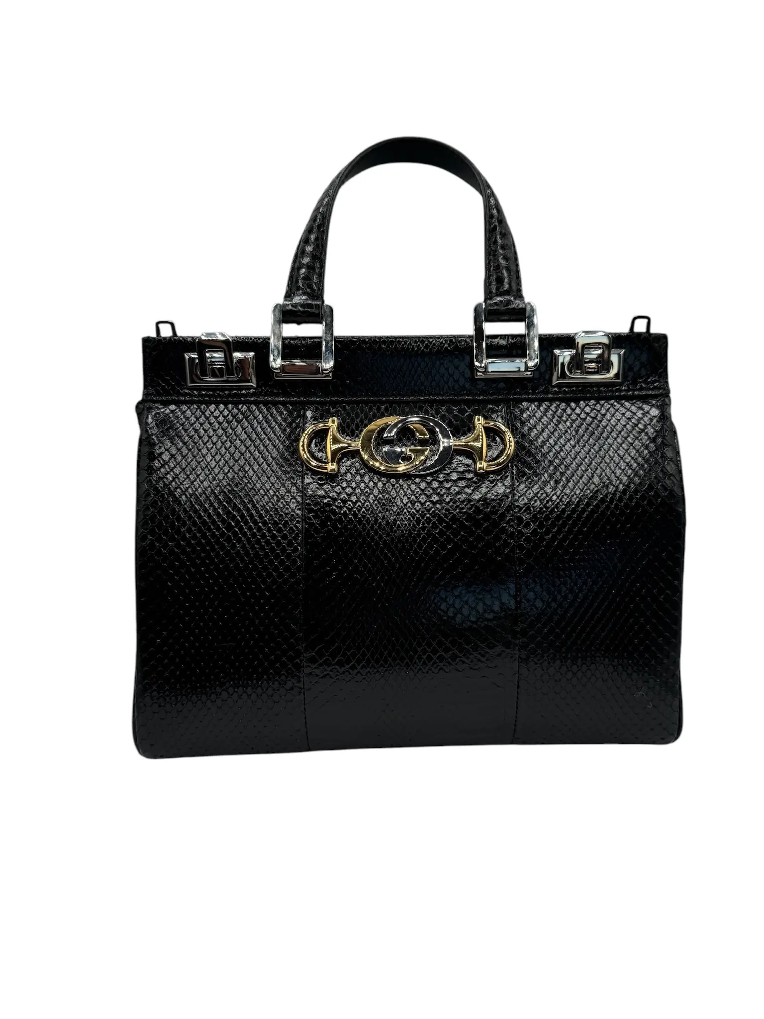 Pre-owned GUCCI Phyton Shoulder Bags Zumi Black Small Shoulder Bag