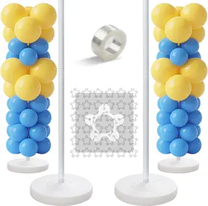 Balloon Stands for Set of 2, Splicing Pole Balloon Column Stand for Birthday,Christmas,Halloween,,Events,Opening,Mall,Welcome Decorations, 1.3-5FT Tall, White