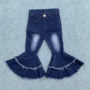 Girls blue flare jeans kids denim bell bottoms