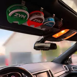 3D-Printed Car Visor Dip Can Holder, Universal Clip-On Black Automotive Organizer, Compact Durable Round Holster for Trucks & SUVs, Essential Accessory for Zyn Pouches, Aftermarket Truck Accessories