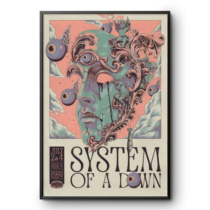 Poster System Of A Down July 2-4 2026, Paris France (unframed)