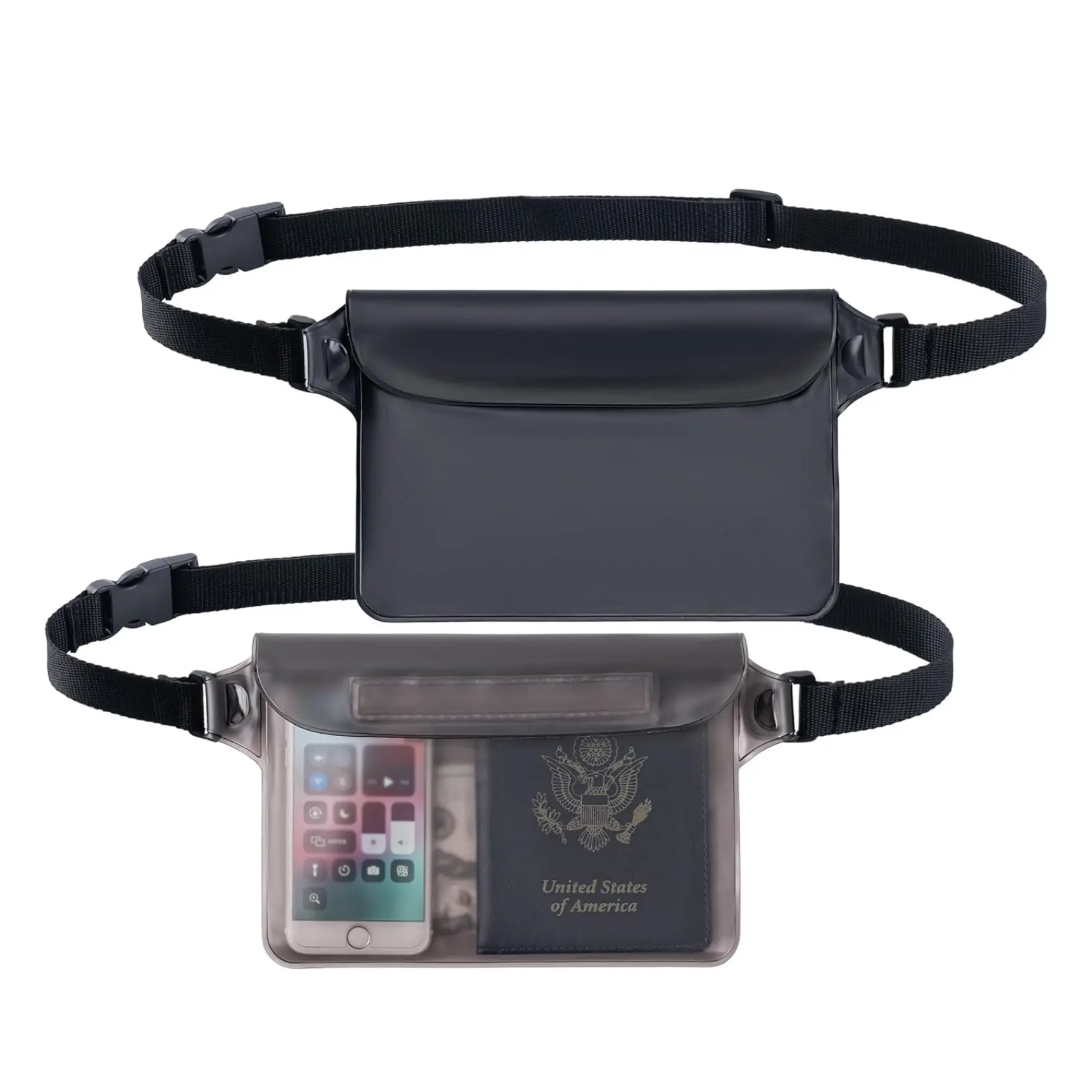 2-Pack Waterproof Pouch with Adjustable Waist Strap | Screen Touch Sensitive Dry Bag, Perfect for Swimming Kayaking Boating Fishing Beach Diving