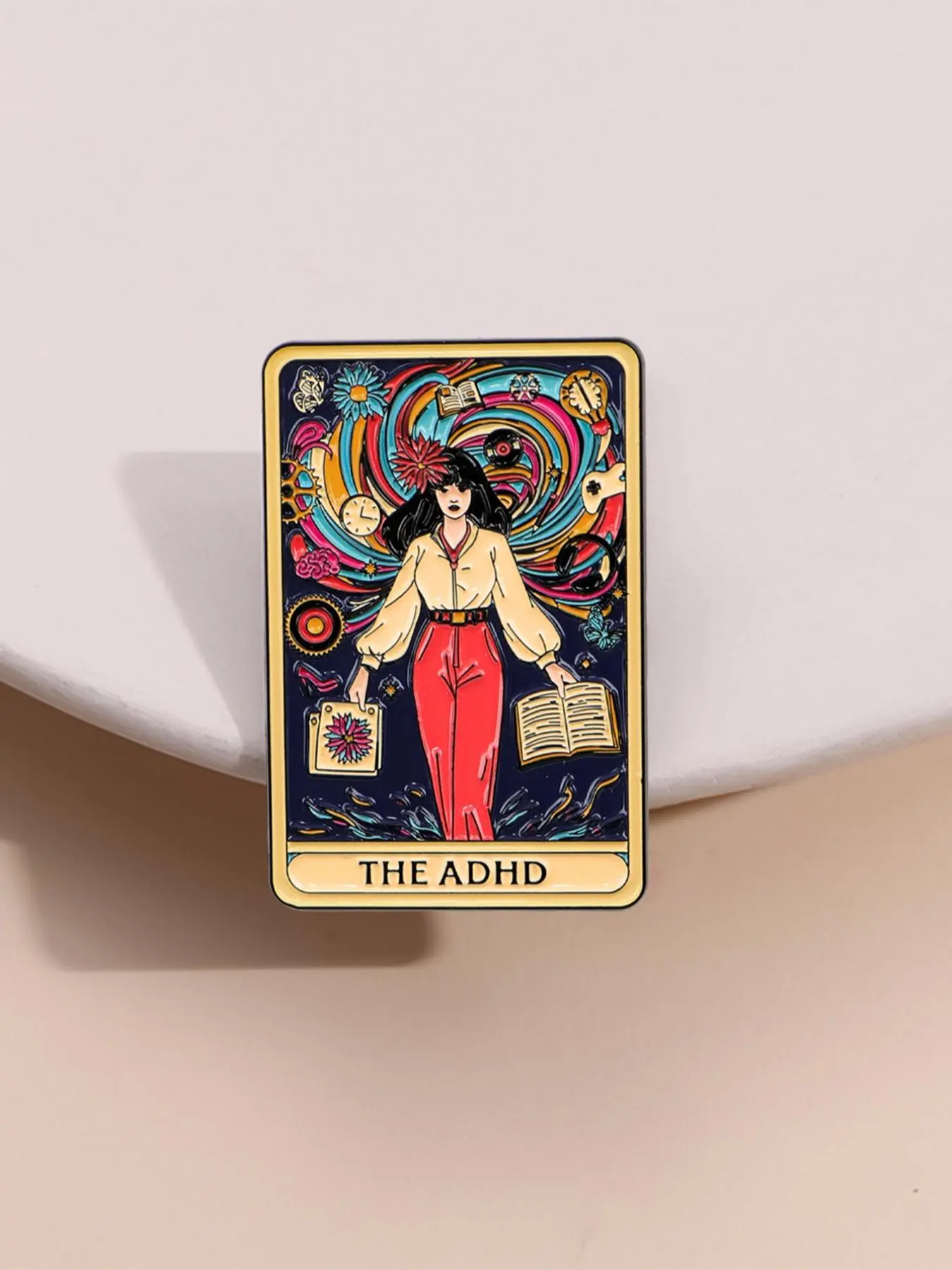 Adhd Awareness Enamel Pin Brooch for Mental Health, Mental Health Message, Flower Brooch Pin, Artistic Lapel Pin for Backpack and Clothing Accessories, Fashion Accessory, Stylish Jewelry Gift, Alloy Brooch Pin