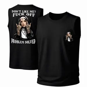 Men's Cotton Sleeveless Tank Top - "Don't Like Me" — Punk Printed Style. This Is A Casual Item Suitable For Both Men And Women, Especially Perfect For Spring And Summer; The Cool Print And Classic Crew Neck Cut