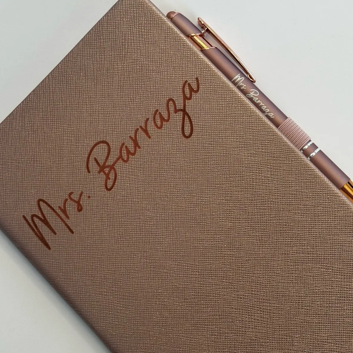 Personalized Rose gold pen and Agenda