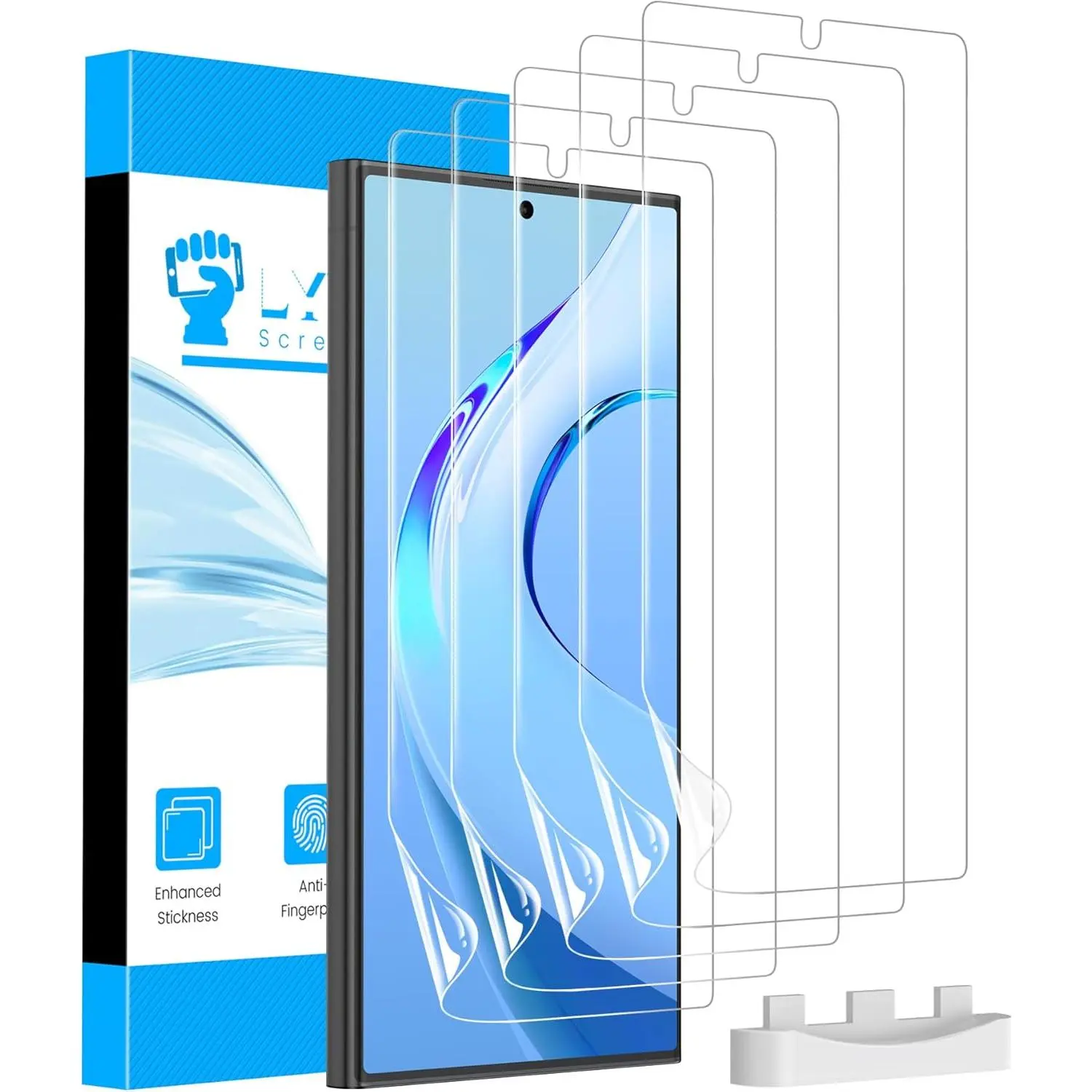 5-Pack Protective Phone Screen Protectors for Samsung Galaxy S23 Ultra - Non-Glass, Micro Curved, Transparent HD Clear, Invisible Self-Healing Film, Original-Like Fingerprint Unlock, Case-Friendly, Scratch Resistant, with Installation Support