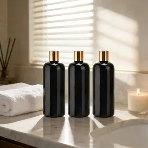 3-Pack 500ML Pet Round Shoulder Bottles, Travel Portable Shampoo & Body Wash Dispenser, Home Hotel Beauty Salon Universal Use