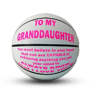 Custom To My Granddaughter Basketball Gift, Personalized White Basketball 28.5