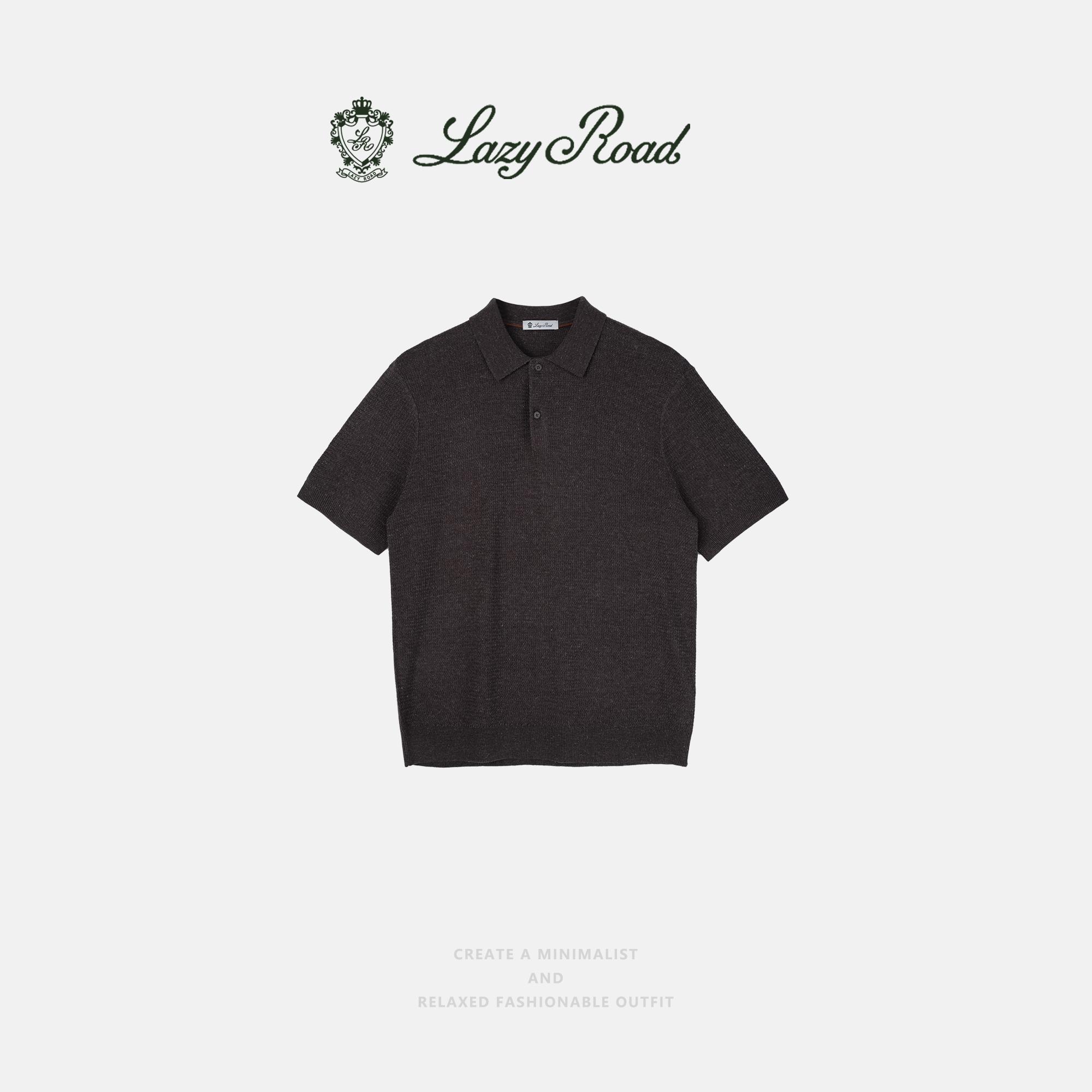 LazyRoad Old Money Style Men's Knit Polo Shirt, Tencel & Linen Blend Summer Short-Sleeve（apricot）-M6103