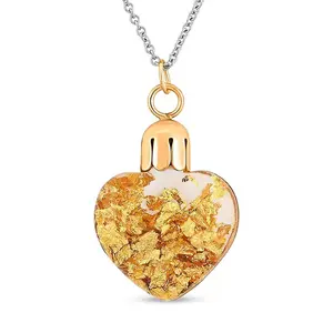 22K Gold Fortuna Heart Pendant Necklace in ION Plated Yellow Gold and Stainless Steel 20 Inches Christmas Gifts