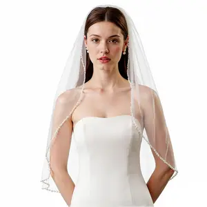 Ivory Wedding Veil for Bride,31in Soft Cloud Tulle Bridal Veil with Metal Comb Elegant Drape and Wrinkle-Free Fingertip Length Veil for Church Ceremony, Bachelorette Party and Bridal Shower