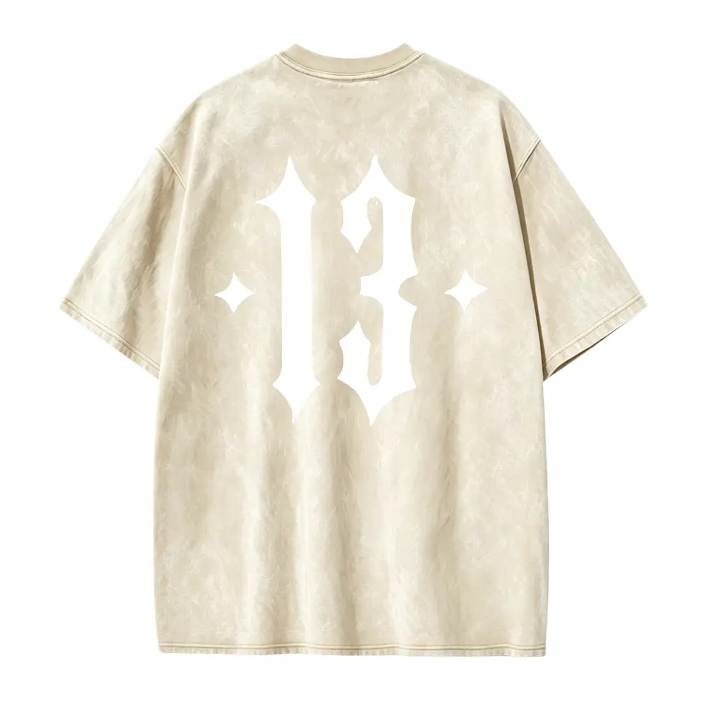 Gothic Number 13 Star Graphic Oversized Tee, Men Loose Fit Round Neck Breathable Short Sleeve T-Shirt, Streetwear Plus Size Casual Summer Top