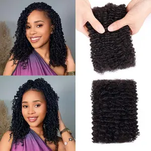 Afro Kinkys Bulk Human Hair for Braiding Mini Twists Braids Locs Dreadlock Extensions Afro Kinky-Curly Human Braiding Hair Bundles For Men Women Kids 10 Inch 2 Bulks 60g 1B Natural Black Easy to Twist