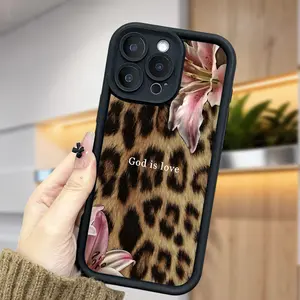 Leopard & Orchid Soft Silicone Case for iPhone 16 16e 15 17 Air 14 13 12 11 Pro Max Plus X XS Rugged Durable Shockproof Anti-Scratch Festive Design