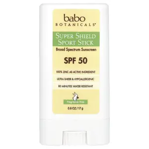 Babo Botanicals Super Shield Sport Stick, SPF 50, Fragrance Free, 0.6 oz (17 g)