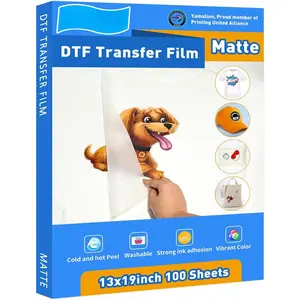 DTF Transfer Film: 13x19 Inch 100 Sheets  Double-Sided Matte Finish PET Transfer Paper Direct to Film Transfer Paper for T-Shirt