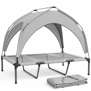 Luxury Canopy Elevated Dog Bed for Outdoor Adventures - Breathable Mesh, Washable & Sturdy, Perfect for Camping, 42" x 30" x 37"