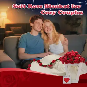 [Mother's Day] Finished Flower Bouquet Blanket Handmade Crochet Flower Blanket, Rose Bouquet Blanket, Soft Knited Throw Rose Blanket, Romantic Gift for Birthday Wedding Valentine's Day Mother's Day Christmas for Mom Girls and Sisters