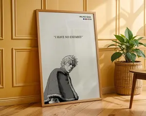 Vinland Saga Anime Poster, Thorfinn “I Have No Enemies” Wall Art, Minimal Manga Illustration Decor, Gift For Fans