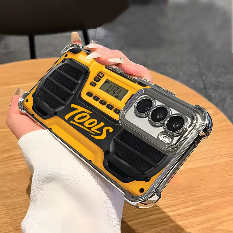 Dewaalt Electric Drill Tools Yellow Luxury Pattern Aesthetic Electroplated TPU Casing For SAMSUNG GALAXY S22 S23 S24 FE ULTRA PLUS Four Corners Anti-Fall Soft Silicone Gift Shockproof Protection Anti-Drop Protective Protector Phone Cases Shell Cover