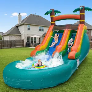 Commercial Grade Water Slide 100% PVC Inflatable Water Slide with Splash Pool Playground Outdoor Kids Adult Summer Water Play Commercial Rental Equipment Summer Fun