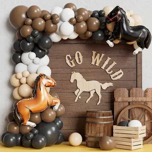 [New] Vintage Balloon Chain Arch Set Farm Horse Aluminum Foil Balloons Birthday Party Background Wall Decoration