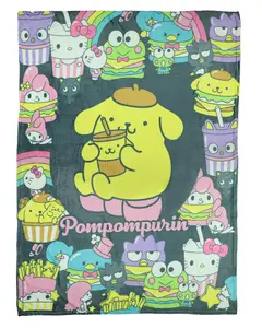 Sanrio Hello Kitty and Friends Blanket Pompompurin Snack Time Fleece Throw 46"X60"