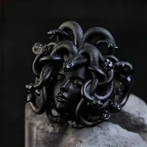 Black Medusa Snake Hair Ring Ancient Greek Mythology Jewelry Gothic Punk Statement Ring