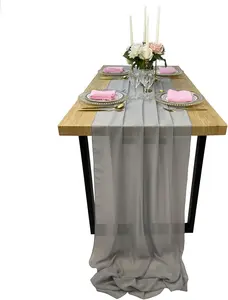 EHLDekol 13ft Terracotta Chiffon Table Runner, 29x156 inches Romantic and Rustic Boho Wedding Table Runner, Top Table Sheer Bridal Party Decorations boho  table  decor cheese  cloth  table  runner lace table runner