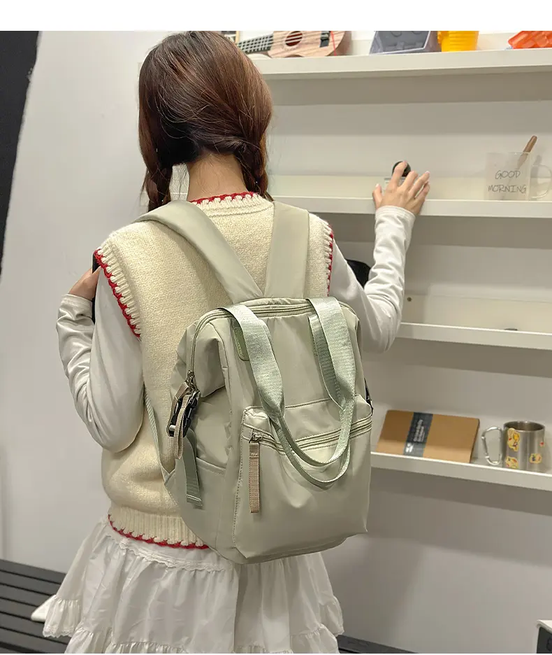 Multi-way Carry Waterproof Nylon Backpack Tote Bag, Convertible Handbag Crossbody Rucksack, Multi-Pocket Lightweight Daily School Bag, Versatile Casual Shoulder Bag for Commuting, Travel and Campus Use