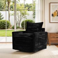 Black Plush Corduroy Swivel Chair*1
