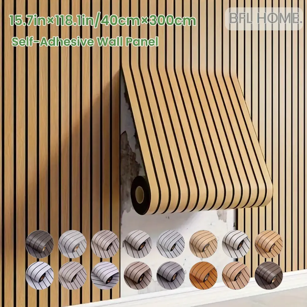 1-roll self-adhesive wall decoration sticker, Peel and stick DIY Wallpapers, Peel and stick wallpaper designs, made of thick anti-collision material, with 3D wood grain patterns, suitable for interior walls decoration and background wall decoration