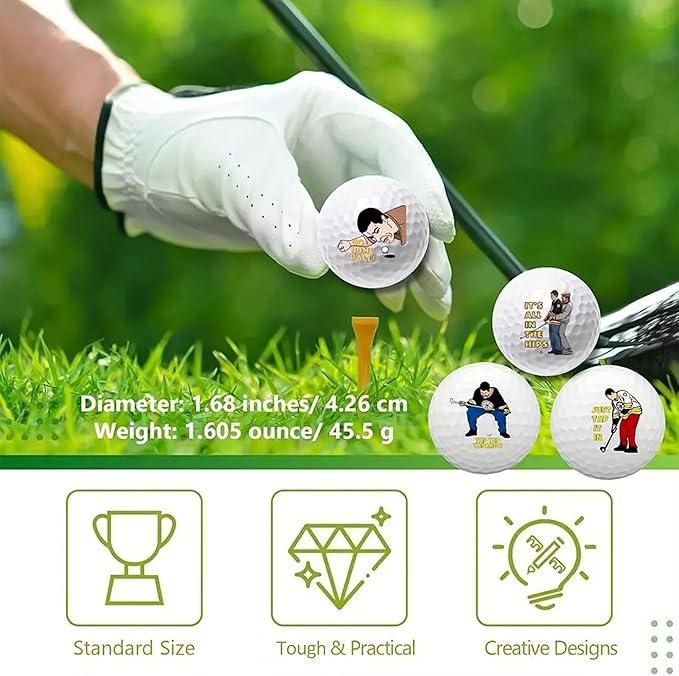 4 Pcs Funny Golf Balls for Men Adult Humor, Novelty Golf Practice Balls, Unique Golfer Gag Gift Set for Dad Husband Boyfriend, Funny Golf Gifts for Coworkers Golf Lovers
