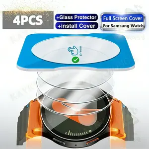 KAYKWONG'S 4-Pack Watch Screen Protector Film, Watch Screen Cover with Installation Tool for Samsung Galaxy Watch 8/7/6/5/4, Sizes 40mm/44mm/46mm/47mm, Anti-Scratch Tempered Glass Design