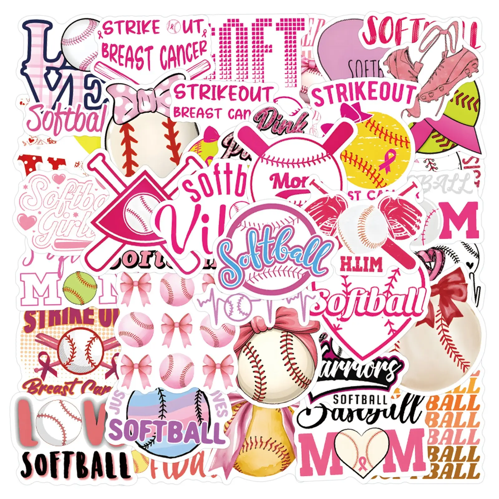 54pcs Sport Series Softball Graffiti Stickers, Waterproof Luggage Cup Stickers, Durable Design for Travel & Daily Use, Sticker Set